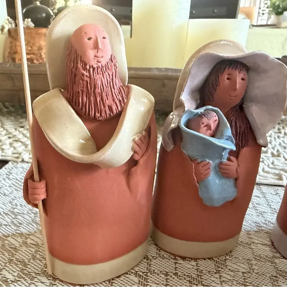 Vintage Artisan nativity set terracotta 5 pcs